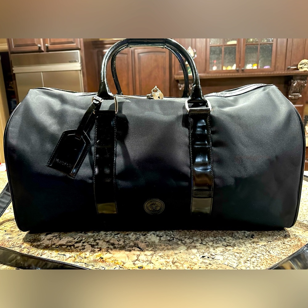 Gianni Versace Nylon and Patent Extra Large Duffle W/Lock & Key
